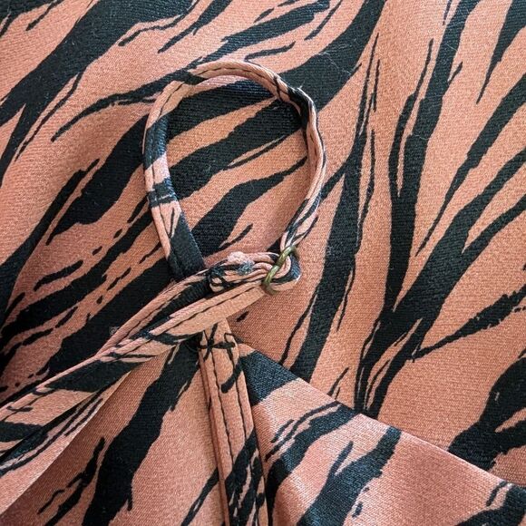 Anthropologie 90s Grunge Elyse Slip Dress Zebra Print Silky Drape Neck Midi Sz S - Picture 9 of 14